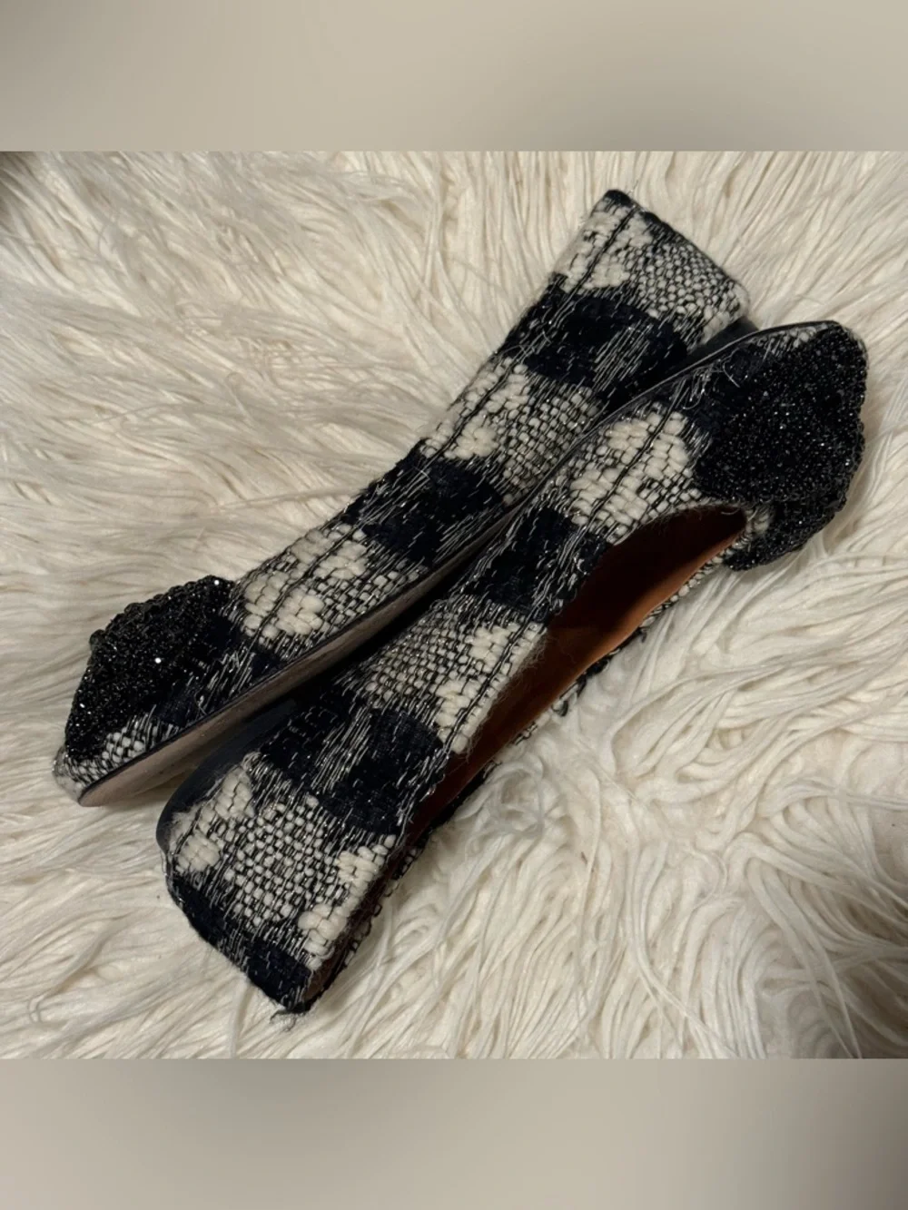 TORY BURCH |  CRYSTAL BOW BALLET~  WOOL CASTRES ~ Size 9